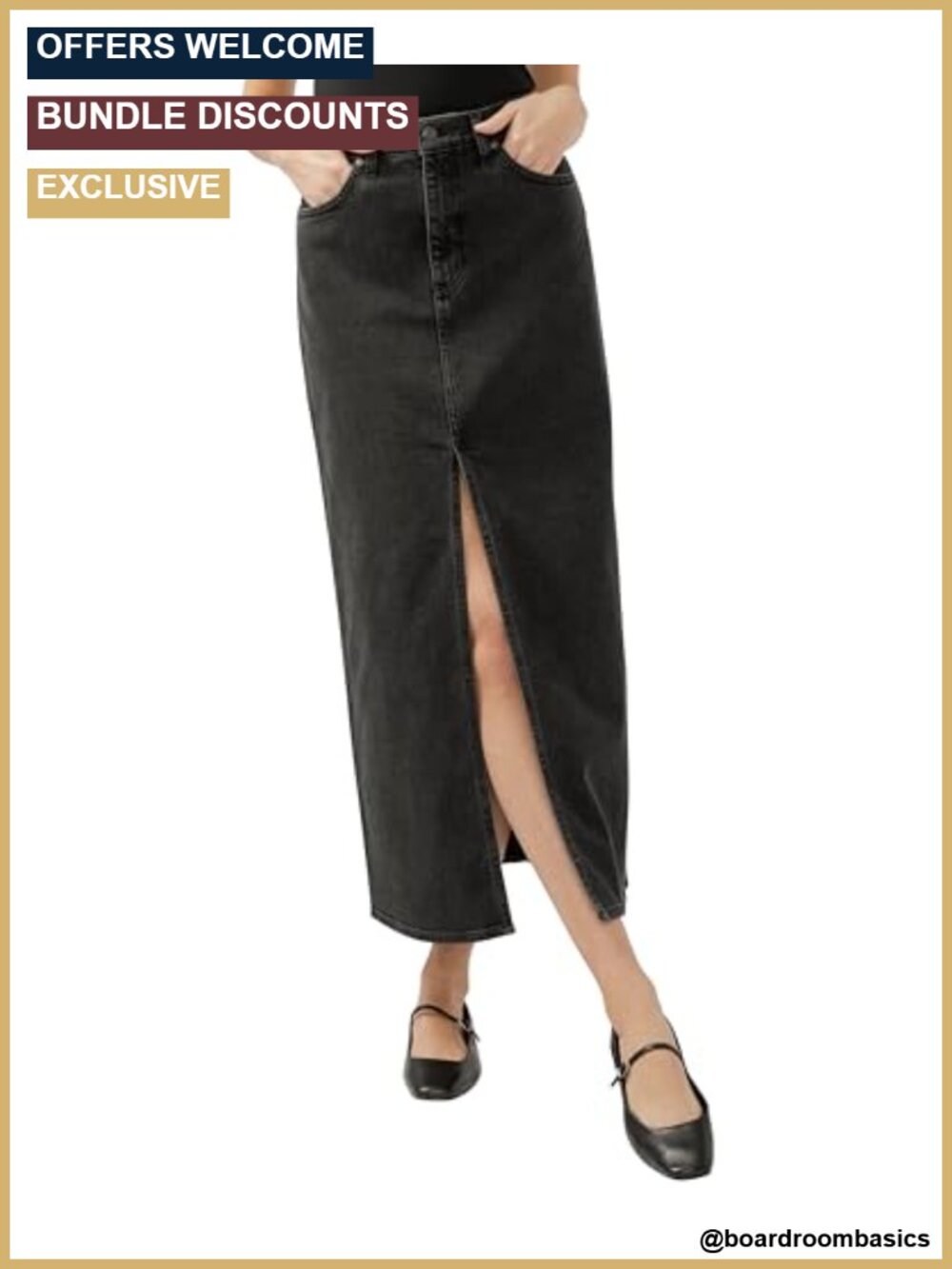 Silver Jeans Co. Low Stretch Denim Maxi Skirt with Front Slit